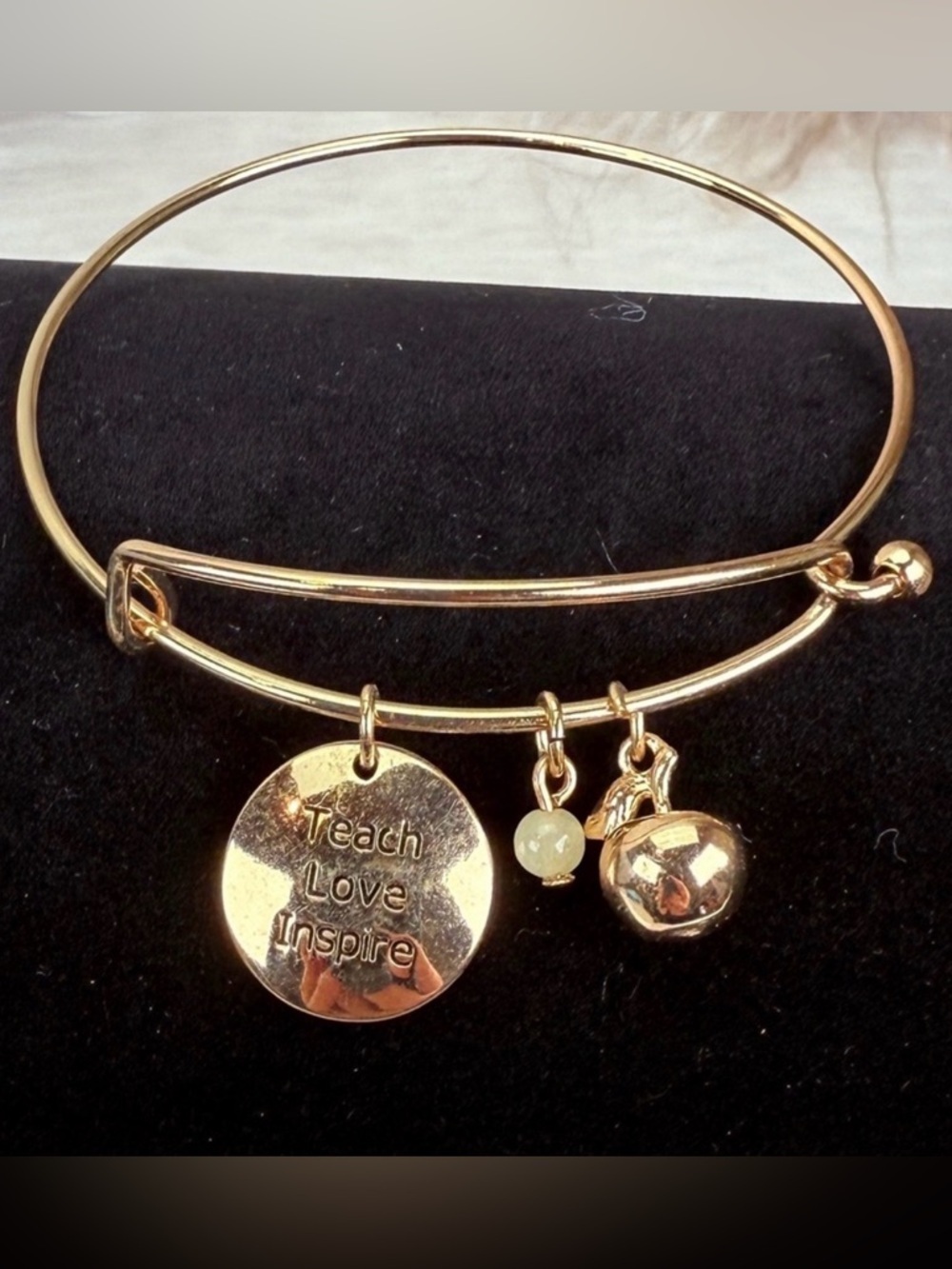 Pretty Goldtone, Inspirational Charm Bangle Bracelet